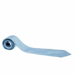 Hermes Blue H Jacquard Patterned Silk Tie For Men