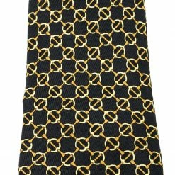 Hermes Black Horsebit Print Silk Twill Tie For Men -Deals Hermes Store luxury men hermes used accessories p215965 004