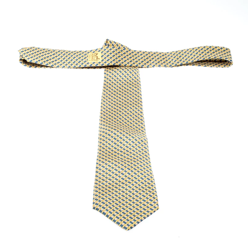 Hermes Yellow And Blue Ring Print Silk Tie For Men 5 Hermes Yellow And Blue Ring Print Silk Tie For Men - Image 3