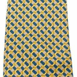 Hermes Yellow And Blue Ring Print Silk Tie For Men 7 Hermes Yellow And Blue Ring Print Silk Tie For Men -Deals Hermes Store luxury men hermes used accessories p215971 004