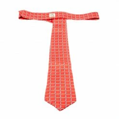 Hermes Red Equestrian Belt Print Silk Twill Tie For Men -Deals Hermes Store luxury men hermes used accessories p216028 003
