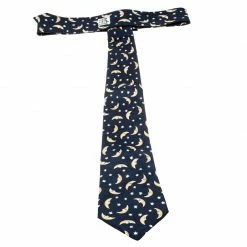 Hermes Navy Blue Half Moon Print Silk Twill Tie For Men -Deals Hermes Store luxury men hermes used accessories p216068 001