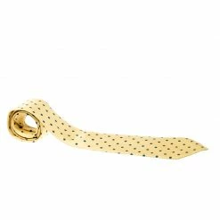 Hermes Yellow Polka Dot Print Silk Twill Tie For Men