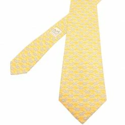 Hermes Yellow Zebra Print Silk Tie For Men