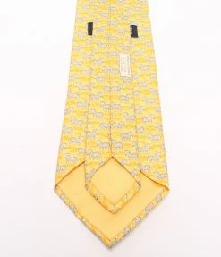 Hermes Yellow Zebra Print Silk Tie For Men -Deals Hermes Store luxury men hermes used accessories p220176 002