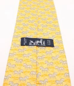 Hermes Yellow Zebra Print Silk Tie For Men -Deals Hermes Store luxury men hermes used accessories p220176 003