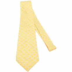 Hermes Yellow Zebra Print Silk Tie For Men -Deals Hermes Store luxury men hermes used accessories p220176 005