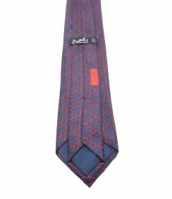 Hermes Navy Blue Ring Print Silk Tie For Men -Deals Hermes Store luxury men hermes used accessories p220178 003