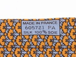 Hermes Orange Silk Bats Pattern Tie For Men 12 Hermes Orange Silk Bats Pattern Tie For Men -Deals Hermes Store luxury men hermes used accessories p230188 005