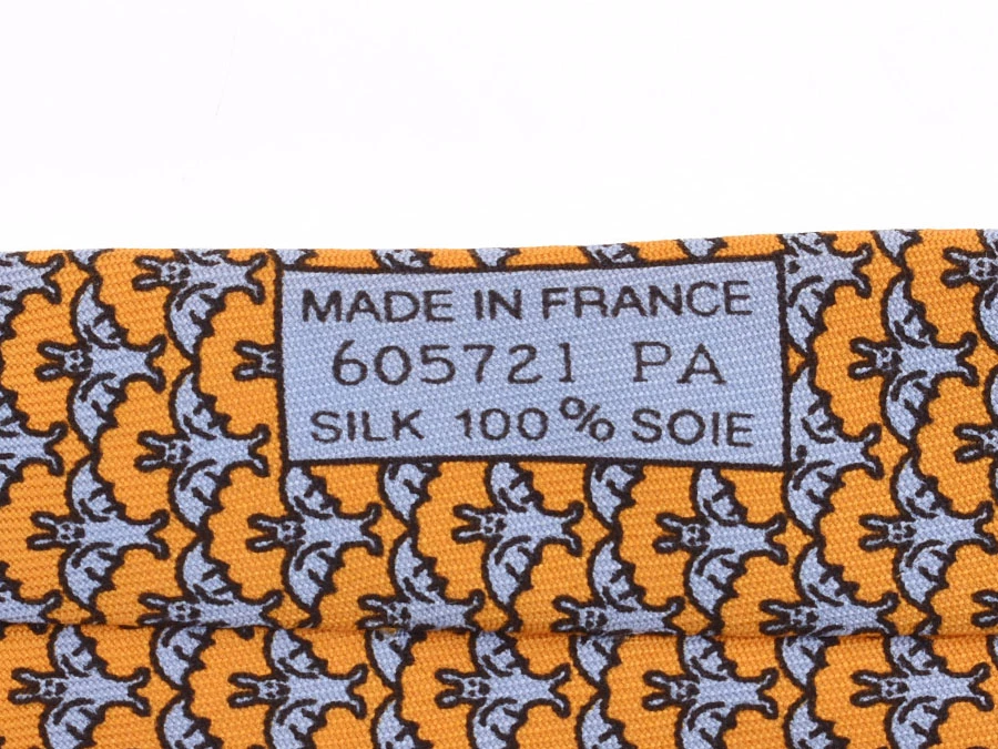 Hermes Orange Silk Bats Pattern Tie For Men 6 Hermes Orange Silk Bats Pattern Tie For Men - Image 4