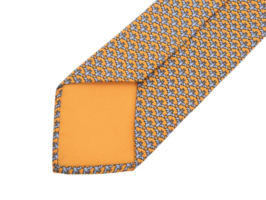 Hermes Orange Silk Bats Pattern Tie For Men 5 Hermes Orange Silk Bats Pattern Tie For Men - Image 3