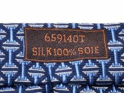 Hermes Blue Silk Print Tie For Men -Deals Hermes Store luxury men hermes used accessories p230189 007