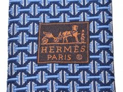 Hermes Blue Silk Print Tie For Men -Deals Hermes Store luxury men hermes used accessories p230189 008