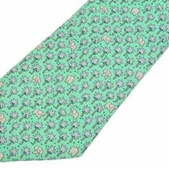 Hermes Light Green Silk Elephant Pattern Tie For Men -Deals Hermes Store luxury men hermes used accessories p230190 004