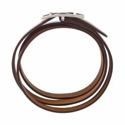 Hermes Hermès Hapi Brown Leather Palladium Plated Wrap Bracelet For Men 13 Hermes Hermès Hapi Brown Leather Palladium Plated Wrap Bracelet For Men -Deals Hermes Store luxury men hermes used accessories p231486 001