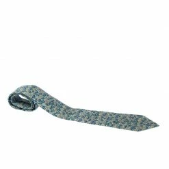 Hermes Hermès Light Green Japanese Maple Tree Print Silk Classic Tie For Men