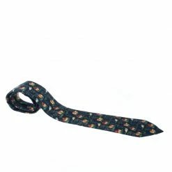 Hermes Hermès Blue Tropical Print Silk Classic Tie For Men