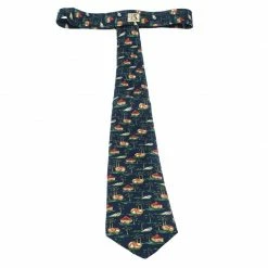 Hermes Hermès Blue Tropical Print Silk Classic Tie For Men -Deals Hermes Store luxury men hermes used accessories p235782 002