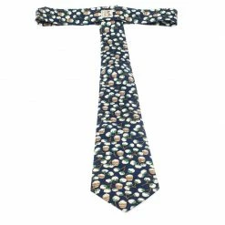 Hermes Navy Blue Floral Barrel Print Silk Classic Tie For Men -Deals Hermes Store luxury men hermes used accessories p235808 002