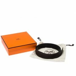 Hermes Etain/Black Togo Leather Belt Strap 105CM For Men -Deals Hermes Store luxury men hermes used accessories p236244 006