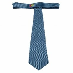 Hermes Blue Geometric Print Silk Tie For Men -Deals Hermes Store luxury men hermes used accessories p237781 004