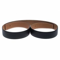 Hermes Black/Tan Togo Leather Reversible Belt Strap 95CM For Men
