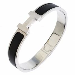 Hermes Clic HH Matte Noir Enamel Palladium Plated Bracelet GM For Men -Deals Hermes Store luxury men hermes used accessories p250219 004