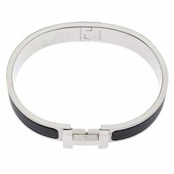 Hermes Clic HH Matte Noir Enamel Palladium Plated Bracelet GM For Men -Deals Hermes Store luxury men hermes used accessories p250219 006