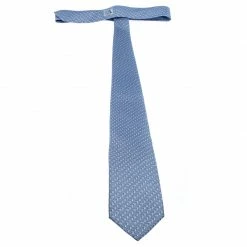 Hermes Blue Shark And Dolphin Print Classic Silk Tie For Men -Deals Hermes Store luxury men hermes used accessories p256205 001