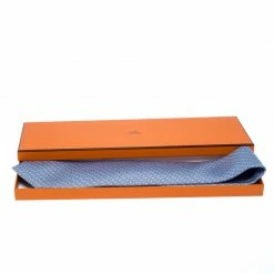 Hermes Blue Shark And Dolphin Print Classic Silk Tie For Men -Deals Hermes Store luxury men hermes used accessories p256205 005