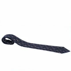 Hermes Hermès Navy Blue Pegasus And Cloud Print Silk Twill Tie For Men