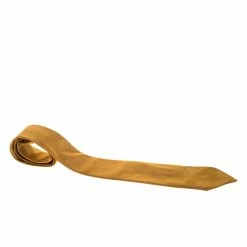 Hermes Hermès Vintage Mustard Yellow Striped Jacquard Silk Tie For Men