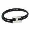 Hermes Tournis Tresse Noir Leather Palladium Plated Adjustable Bracelet For Men -Deals Hermes Store luxury men hermes used accessories p274589 003