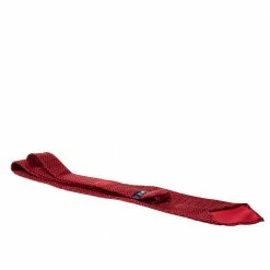 Hermes Hermès Red Interlocking Link Print Silk Twill Tie For Men -Deals Hermes Store luxury men hermes used accessories p278468 004