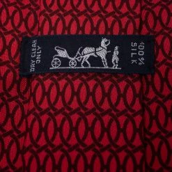 Hermes Hermès Red Interlocking Link Print Silk Twill Tie For Men -Deals Hermes Store luxury men hermes used accessories p278468 005