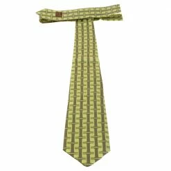Hermes Green H Patterned Jacquard Traditional Silk Tie For Men -Deals Hermes Store luxury men hermes used accessories p278552 002