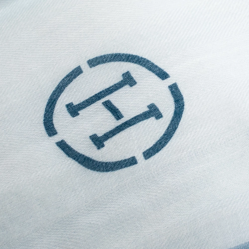 Hermes Pale Blue Herringbone Cotton Scarf For Men 5 Hermes Pale Blue Herringbone Cotton Scarf For Men - Image 3