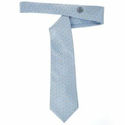 Hermes Light Blue Triangle Chain Silk Tie For Men -Deals Hermes Store luxury men hermes used accessories p28955 002