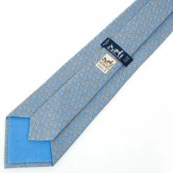 Hermes Light Blue Triangle Chain Silk Tie For Men -Deals Hermes Store luxury men hermes used accessories p28955 003