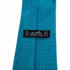 Hermes Vibrant Blue Faconnee H Silk Jacquard Tie For Men 11 Hermes Vibrant Blue Faconnee H Silk Jacquard Tie For Men -Deals Hermes Store luxury men hermes used accessories p297962 004