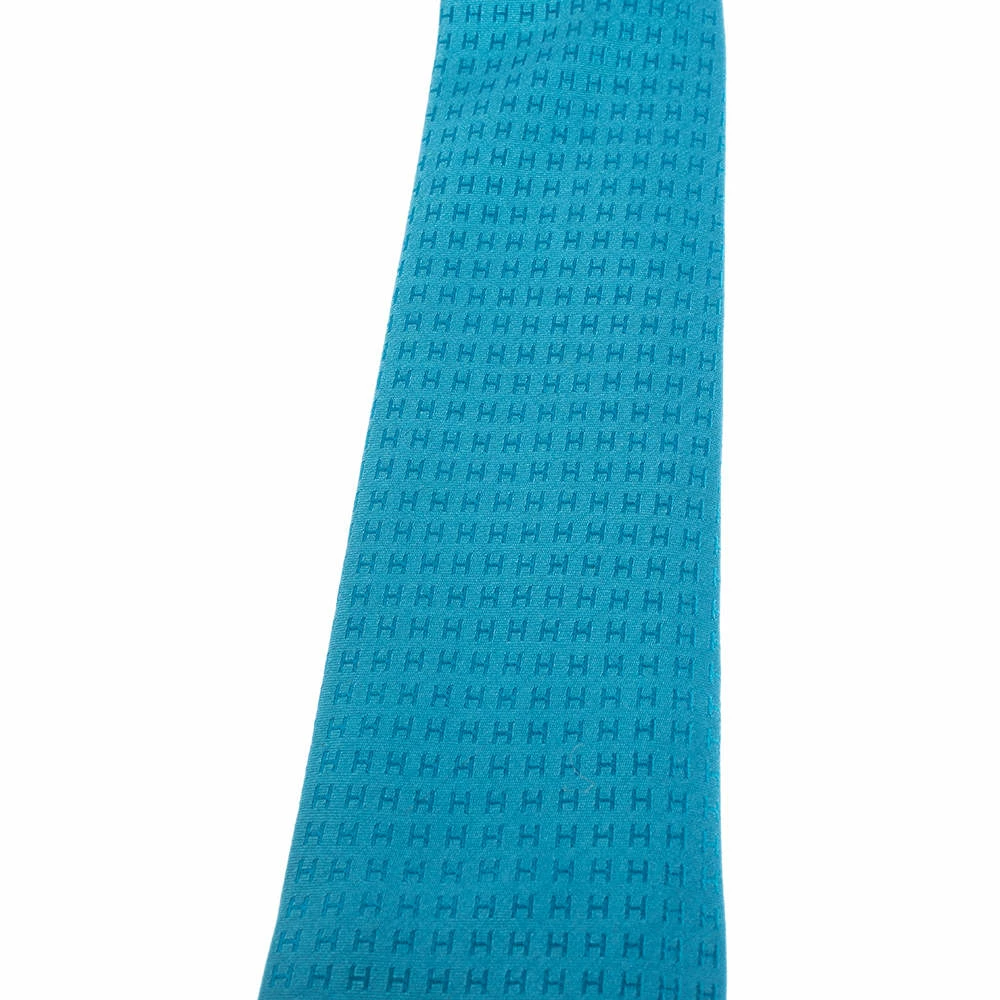 Hermes Vibrant Blue Faconnee H Silk Jacquard Tie For Men 4 Hermes Vibrant Blue Faconnee H Silk Jacquard Tie For Men - Image 2
