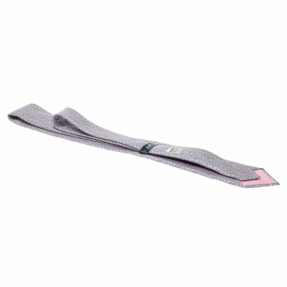 Hermes Pink & Blue Cactus Print Silk Tie For Men 7 Hermes Pink & Blue Cactus Print Silk Tie For Men - Image 5