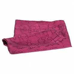 Hermes Magenta Horsebit Pattern Silk Jacquard Pocket Square For Men -Deals Hermes Store luxury men hermes used accessories p303308 004