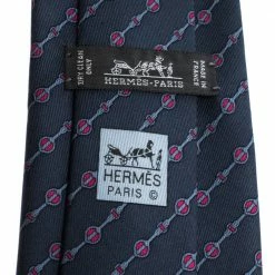 Hermes Anchor Grey Diagonal Horsebit Print Silk Tie For Men 12 Hermes Anchor Grey Diagonal Horsebit Print Silk Tie For Men -Deals Hermes Store luxury men hermes used accessories p303320 003
