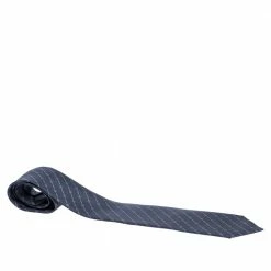 Hermes Anchor Grey Diagonal Horsebit Print Silk Tie For Men