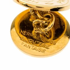 Hermes Selle Bijouterie Fantaisie Gold Plated Round Cufflinks For Men -Deals Hermes Store luxury men hermes used accessories p306078 005