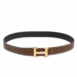 Hermes Marron D'Inde Epsom Leather Constance Reversible Belt 90CM For Men