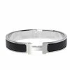 Hermes Clic HH Noir Matte Enamel Palladium Plated Bracelet For Men