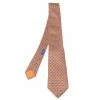 Hermes Bright Orange Octopus Fiction Classic Silk Tie For Men