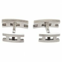 Hermes Hermès Sterling Silver Parallele Cufflinks For Men -Deals Hermes Store luxury men hermes used accessories p325282 004